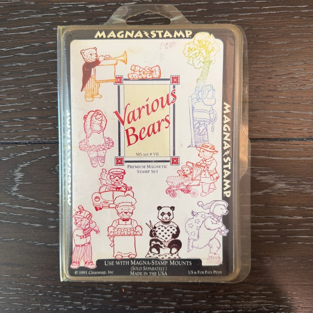 Vintage‎ NOS Magna-Stamp Rubber Stamp Set Various Bears 90s Crafts
